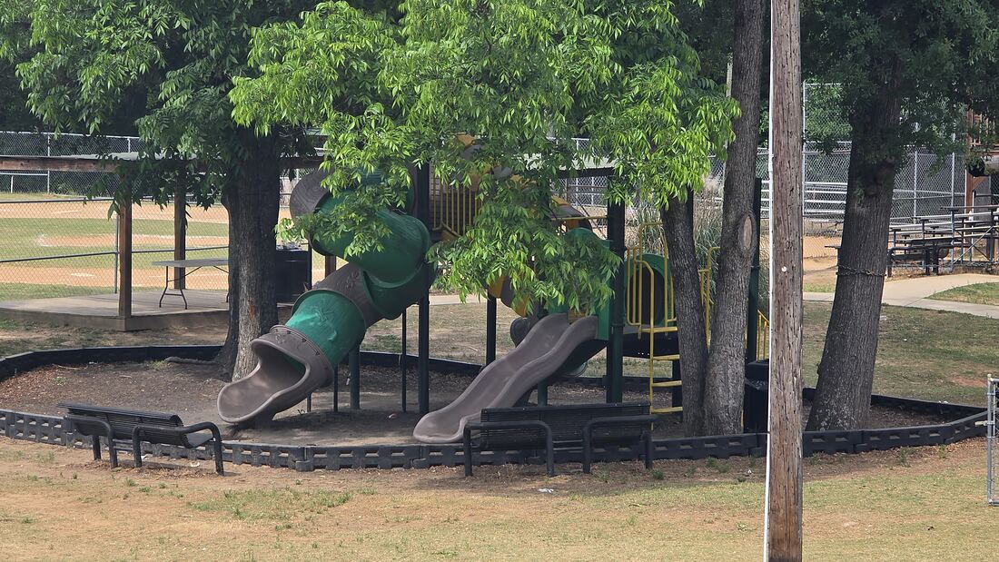 The playground under the trees at Bethel Park