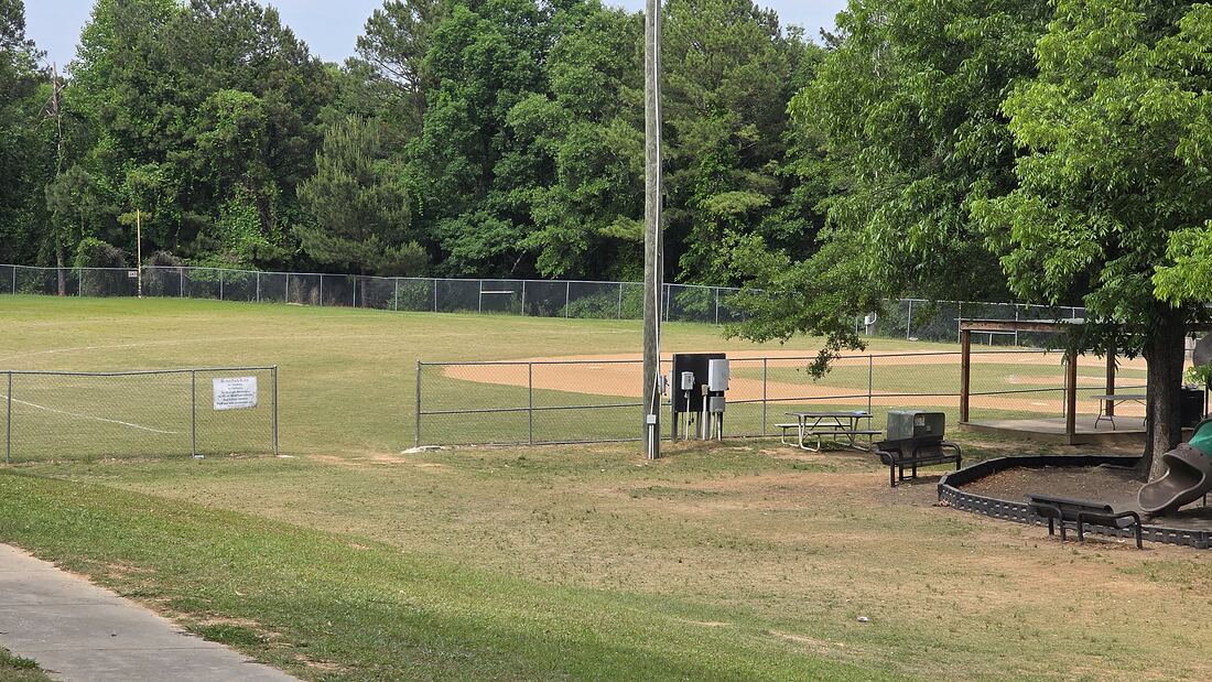 A ball field and walking path at Bethel Park